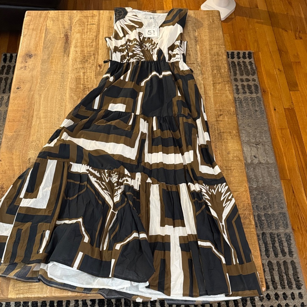 Civico 51 Lab made in Italy 100% cotton Maxi Dress tank sleeveless white Brown